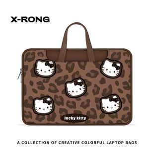 湘融可爱凯蒂猫笔记本电脑包适用手提女苹果15.6寸联想小新13寸华为matebook14上班通勤办公平板收纳包新款