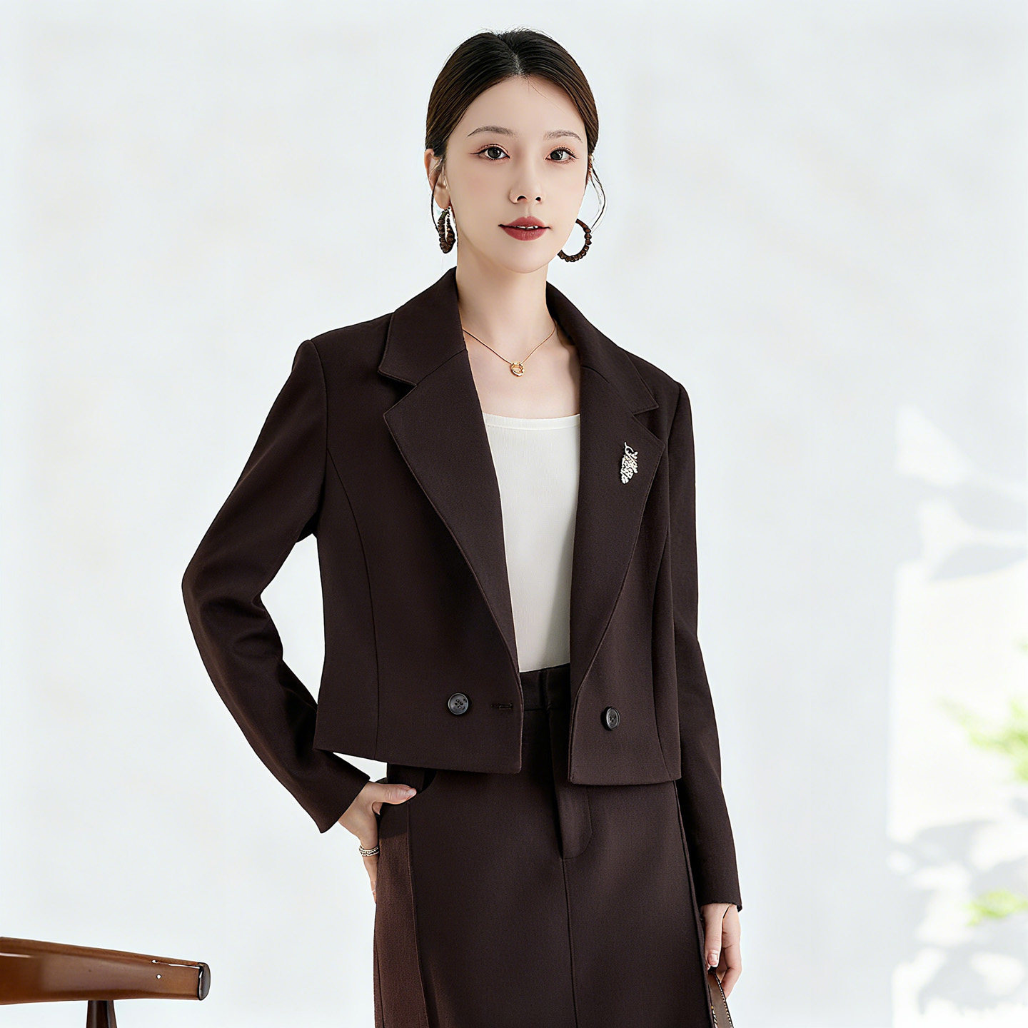 水墨佳人设计感小众短款小西装女秋冬季羊毛修身显瘦气质时尚外套