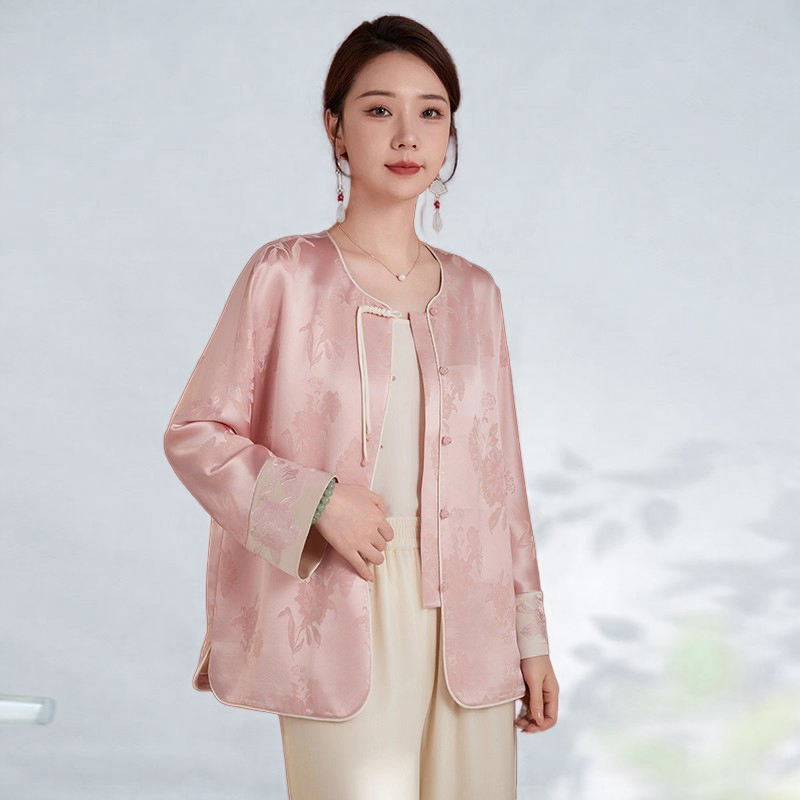 新中式气质款上衣风醋酸提花外套