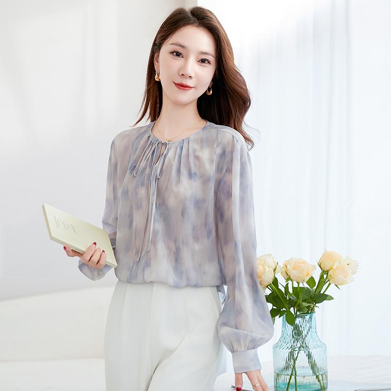 水墨佳人春夏大牌真丝小衫