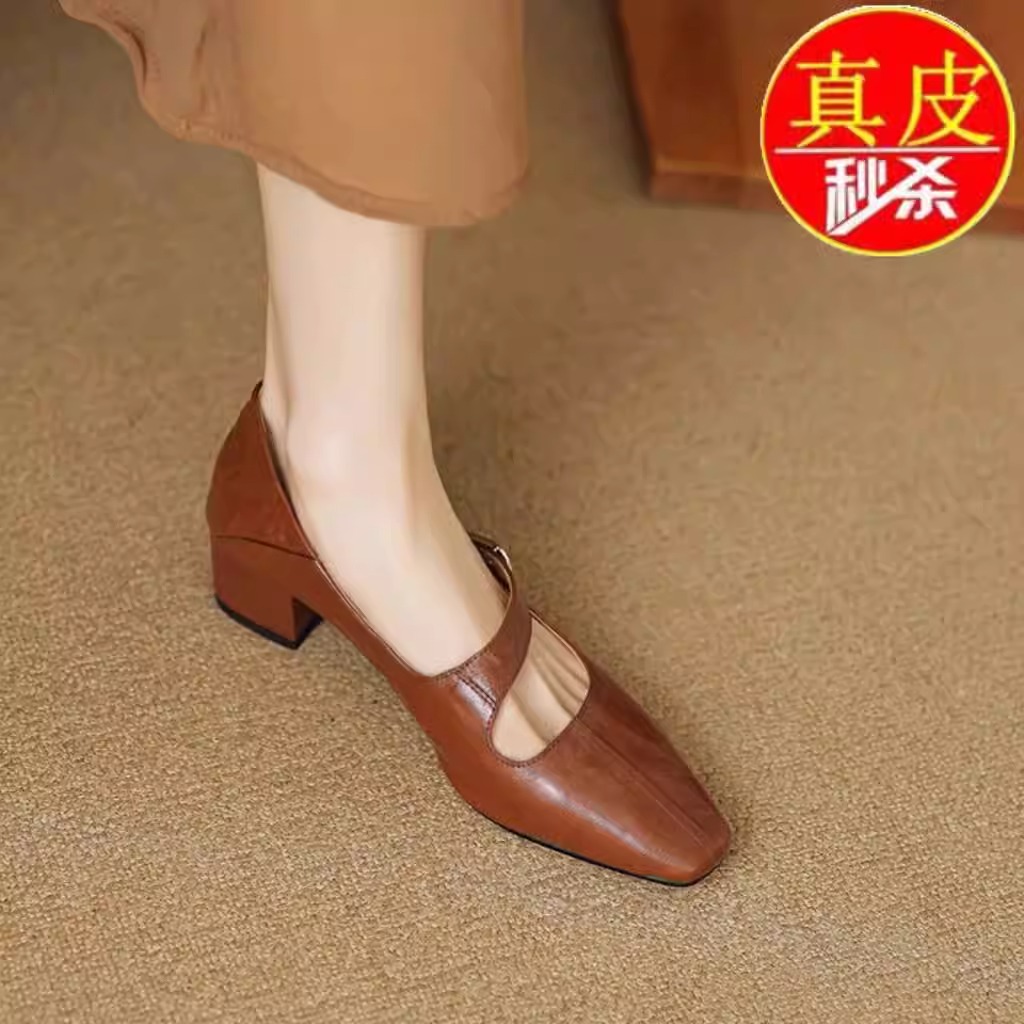 真皮单鞋女春季新款小皮鞋