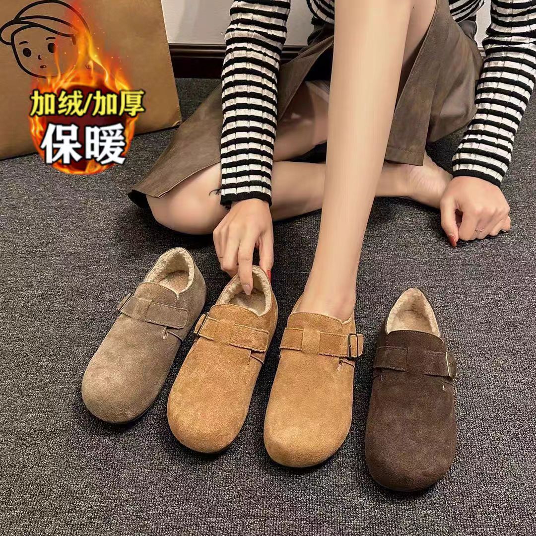 品牌皮毛一体平底加绒保暖勃肯鞋
