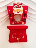 国风首饰盒红色丝绒黄金礼盒宝宝长命锁项链银镯古法金手链手镯盒