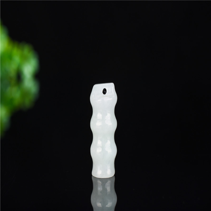 翡翠竹子吊坠竹报平安挂坠男女款节节高升玉坠竹节挂件可编钥匙链