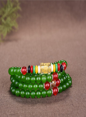 108颗绿玛瑙佛珠多层女开运多圈