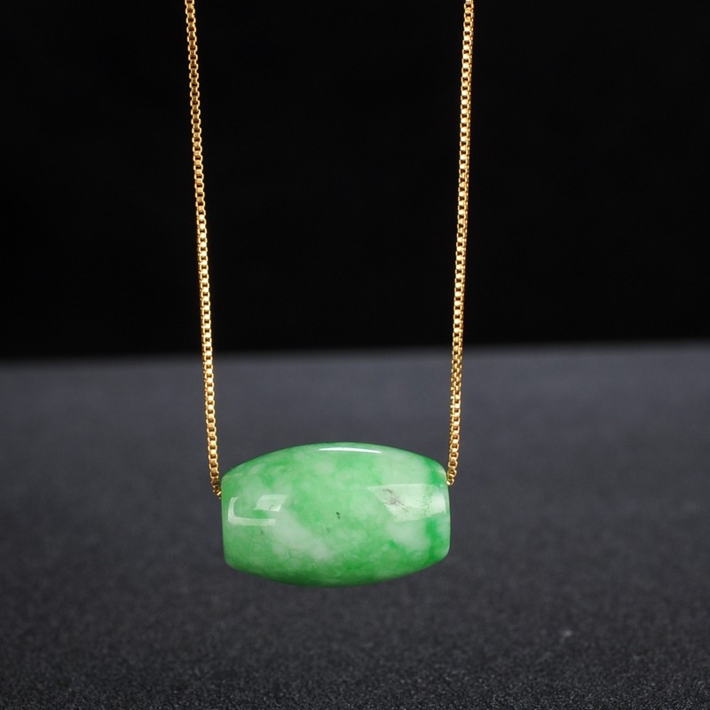 玉玲珑缅甸满绿翡翠转运珠吊坠冰糯种阳绿飘花路路通吊坠项链