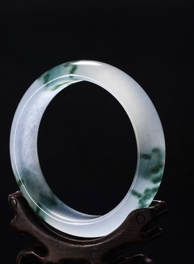 翡翠飘花玉手镯玉石冰种飘花镯子