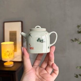 手绘青竹复古青花泡茶壶小容量手工茶壶功夫茶具家用带过滤孔小壶