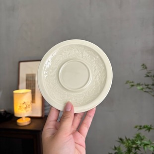仿宋定窑白缠枝莲三才盖碗托茶杯品茗杯公道杯家用功夫茶具大套装