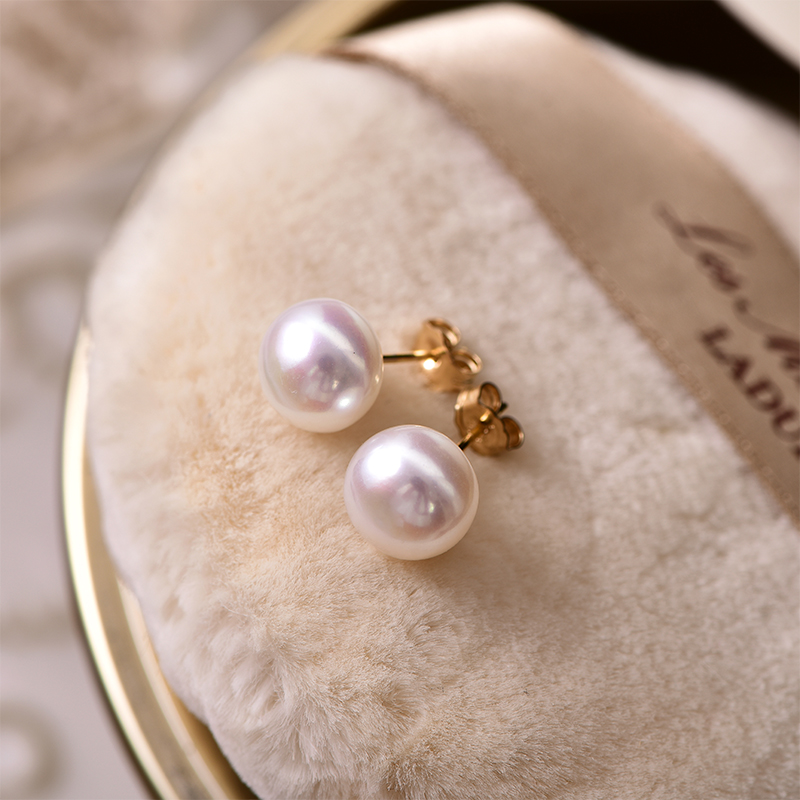 JOMEE馒头淡水珍珠耳钉