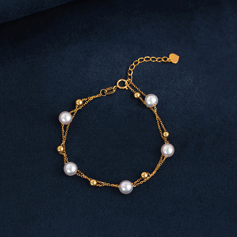 18K金AU750满天星淡水珍珠手链女