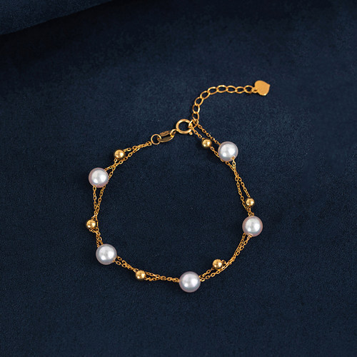 18K金AU750满天星淡水珍珠手链女