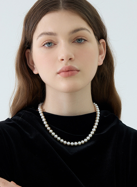 JOMEE近正圆天然淡水珍珠项链