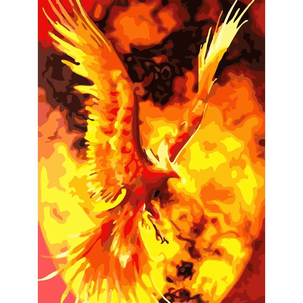 diy数字油画材料包自己填色烈火重生火焰动物涅槃重生家居装饰画