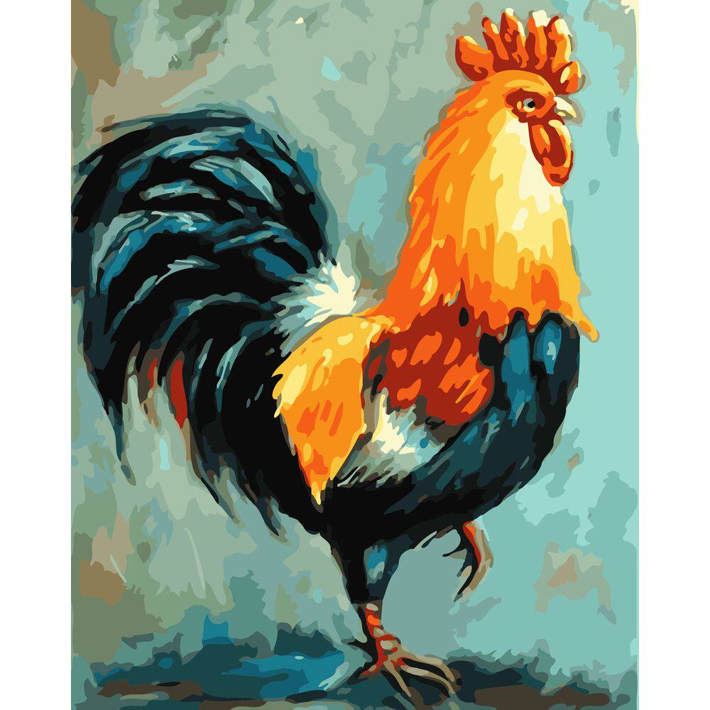 diy数字油画自己填色材料包美丽大公鸡气雄纠纠气昂昂丙稀装饰画