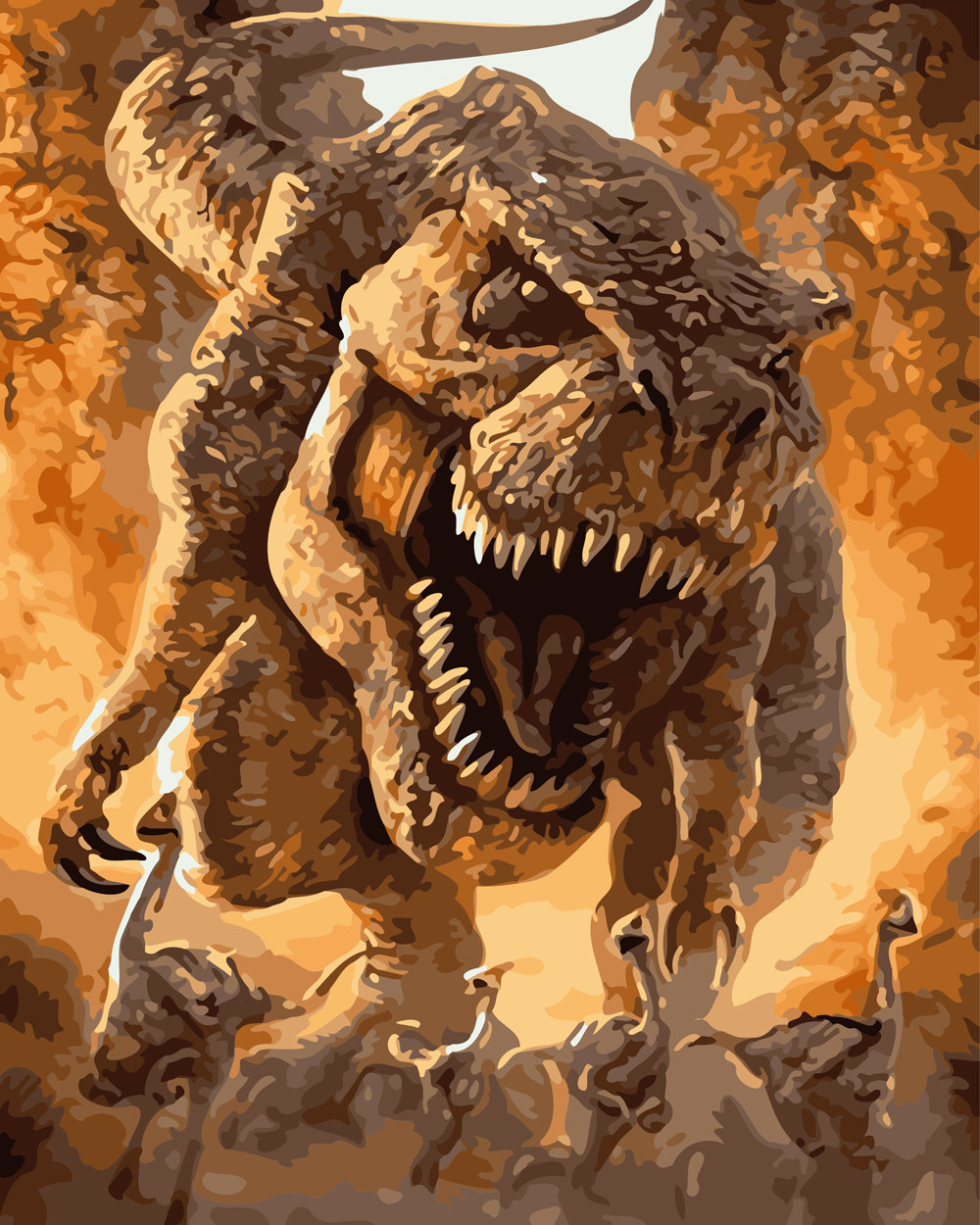 diy数字油画自己填色材料包恐霸王龙三角剑龙无齿翼龙火龙装饰画