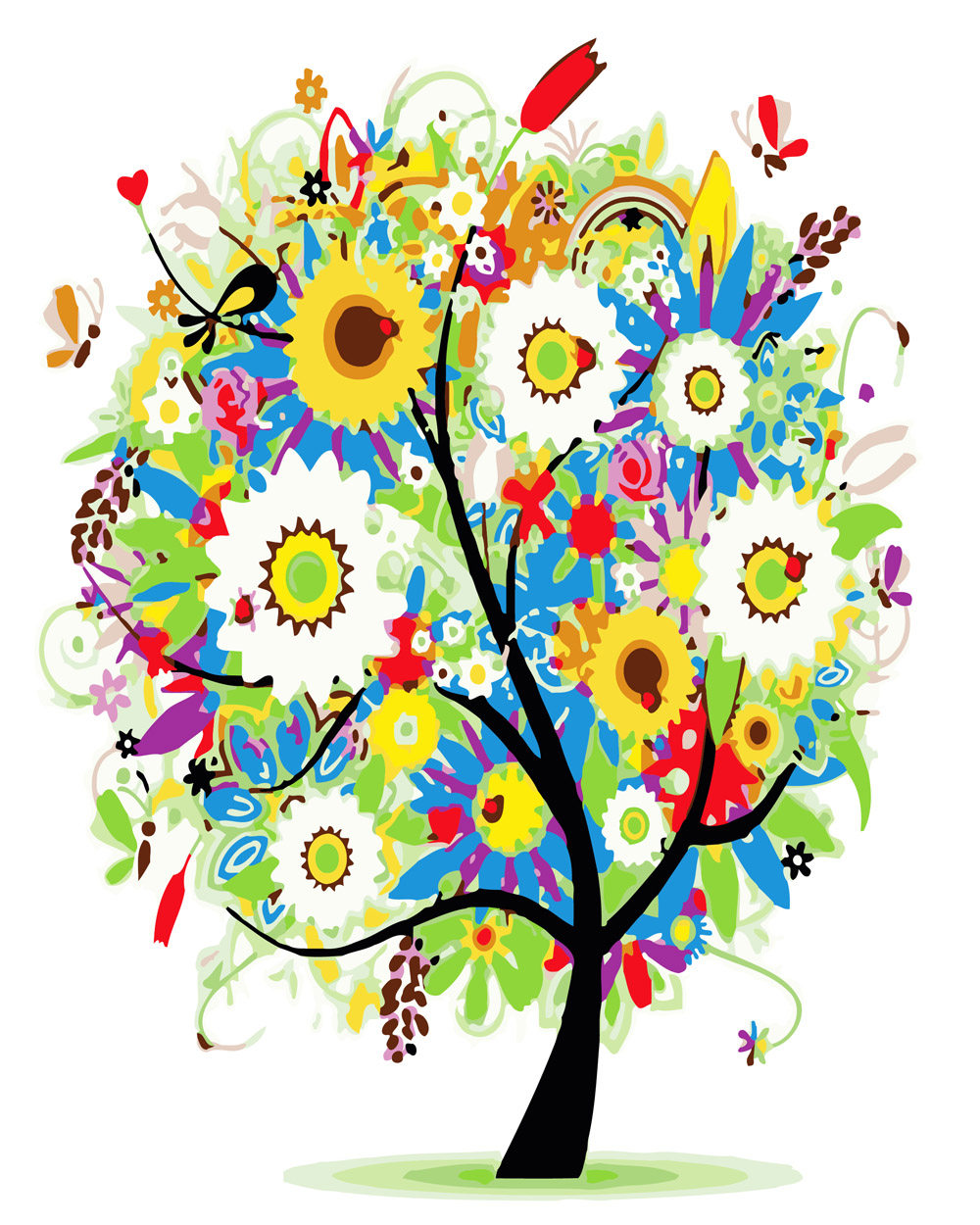 diy数字油画自己填色材料包幸福四季树美好的愿望繁华似锦装饰画