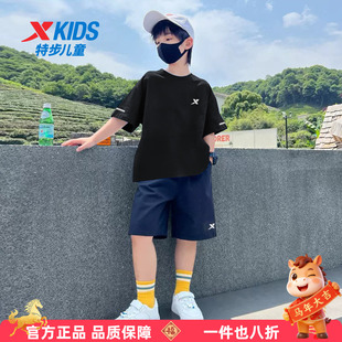 特步官方正品童装男童短袖套装2025夏季透气速干运动儿童夏装短裤