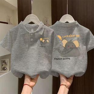 卡通儿童装 男女童polo衫 中大童韩版 纯棉洋气吸汗短袖 上衣t T恤夏季