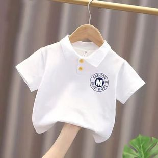 纯棉童装 中小童宝宝短袖 T恤夏季 2025儿童男女童印花polo领吸汗衫