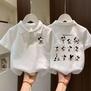 宝宝休闲洋气上衣 polo衫 纯棉儿童卡通吸汗短袖 t恤新款 中大童韩版