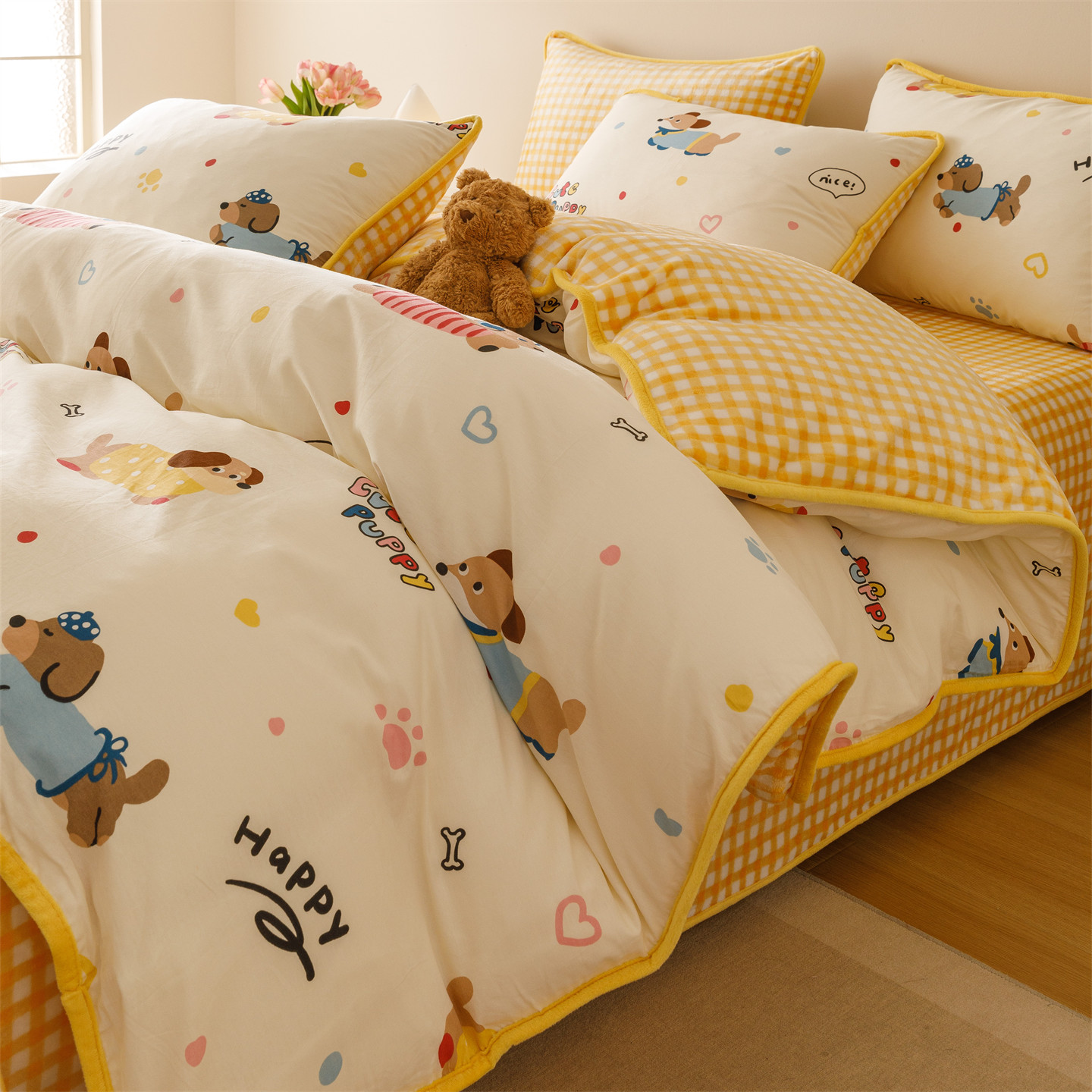 冬季牛奶绒四件套纯棉珊瑚绒加绒