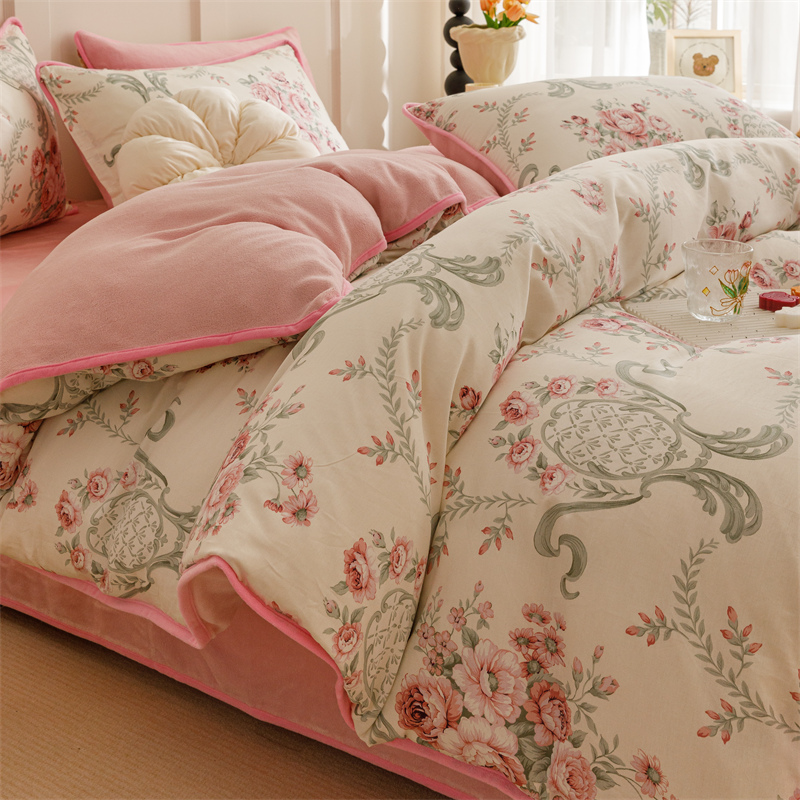 牛奶绒床上单面冬季加厚四件套