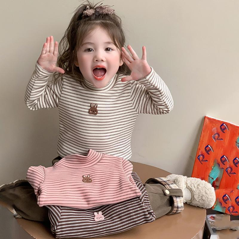 女童加绒打底衫一体绒秋冬款2026新款德绒女宝儿童条纹半高领上衣,童装/婴儿装/亲子装,保暖上装,淘宝优惠券,粉丝福利购,淘宝优惠卷