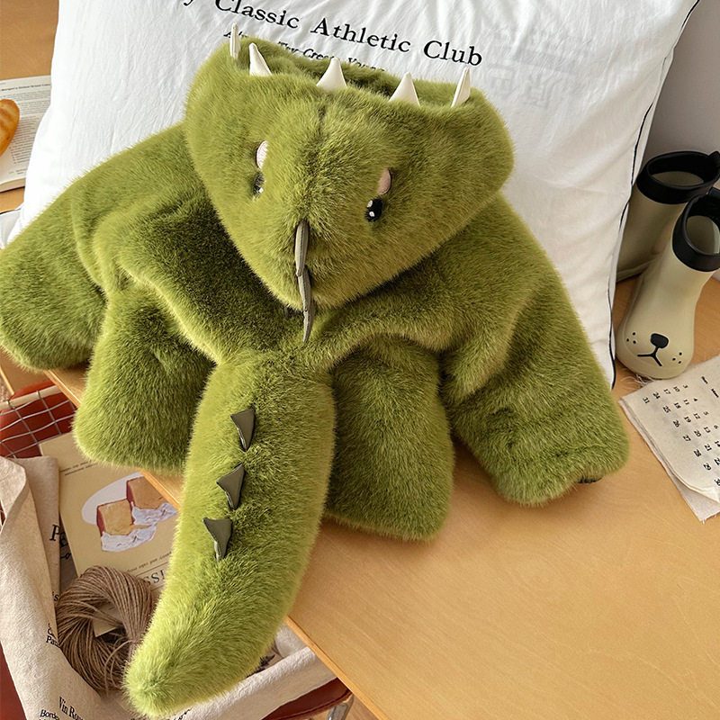 男童加绒外套2025秋冬新款儿童卡通恐龙毛毛衣洋气男宝宝冬装上衣