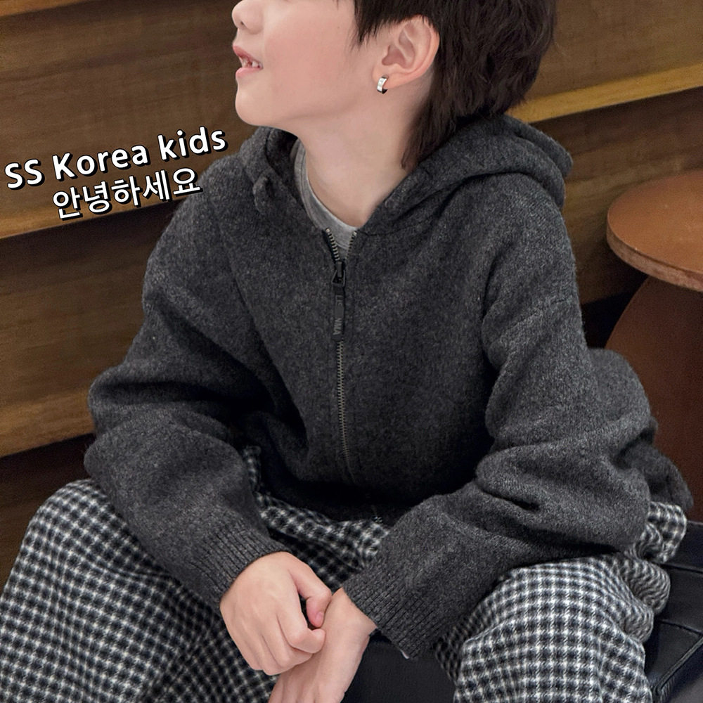 男童连帽羊毛衫2025秋冬儿童洋气毛衣外套男孩针织衫开衫中大百搭