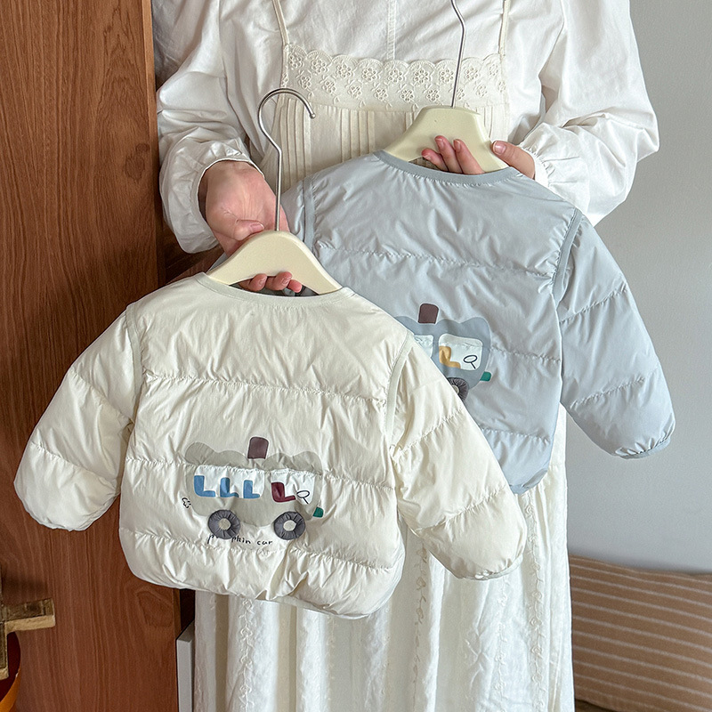 婴儿羽绒服轻薄外套冬装男宝宝秋冬季保暖衣服秋冬款外出纯色上衣