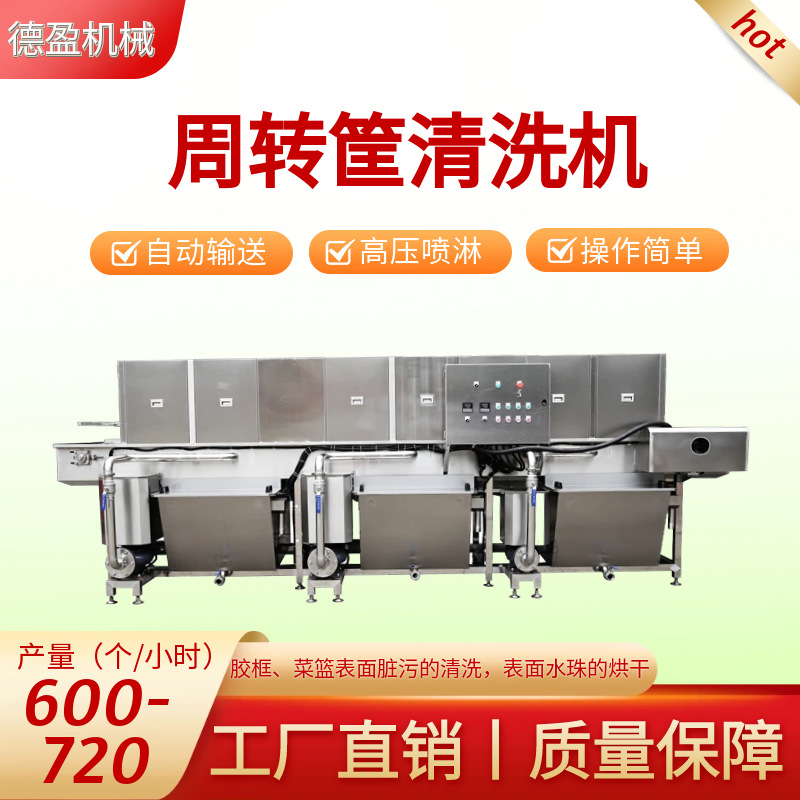 食品周转箱全自动清洗机多功能高压喷淋去油污洗框机隧道式清洗机