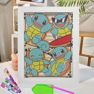 2026年新款杰尼龟神奇宝贝钻石贴画儿童手工diy材料包砖石粘贴画