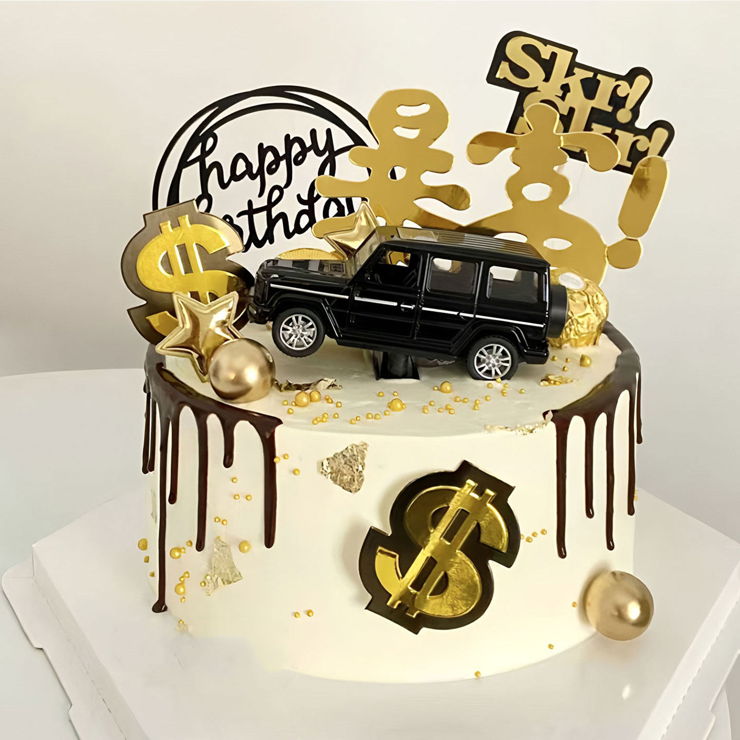 网红汽车蛋糕装饰摆件大G63越野车跑车男神爸爸暴富发财生日插件