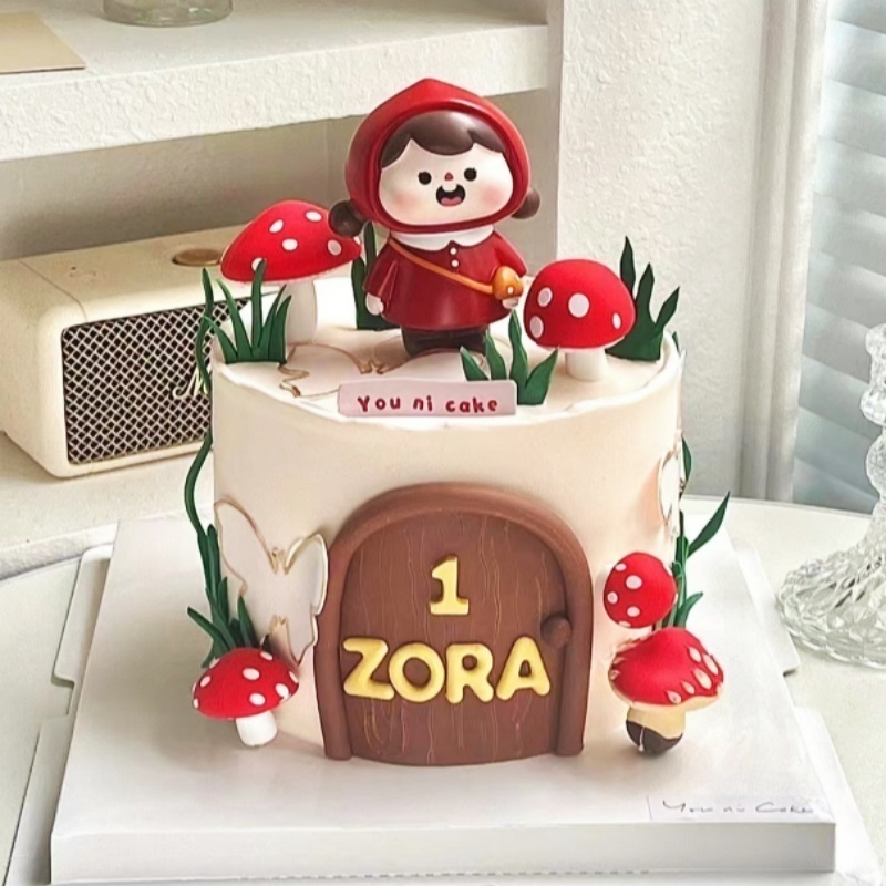 小红帽蛋糕装饰摆件插件小黄人背包女孩采蘑菇拎包儿童卡通森系