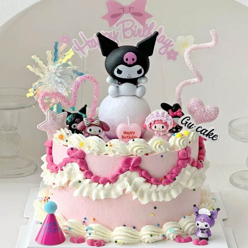 包邮库洛米生日蛋糕装饰摆件美乐蒂三丽鸥玉桂狗插件kt猫帕恰狗