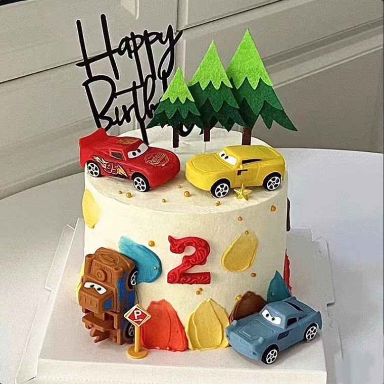 包邮汽车总动员蛋糕装饰摆件儿童卡通生日蛋糕装饰摆件插牌2022