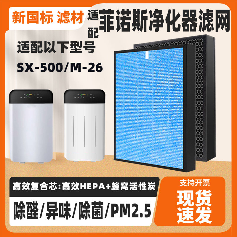 适配PHENLSE菲诺斯空气净化器SX-500/M-26/SX-510甲醛雾霾过滤网