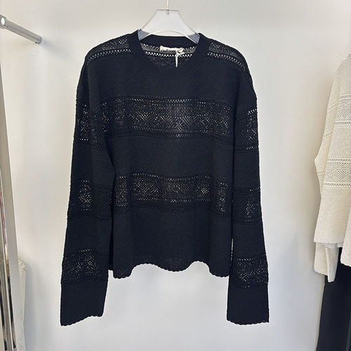 MACQNF高品质气质镂空针织衫慵懒风宽松套头衫女上衣MQ89326