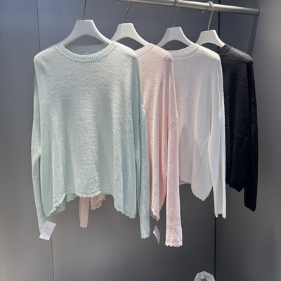 MQ时尚小众宽松慵懒套头针织衫甜美温柔气质长袖罩衫MACQNF89752