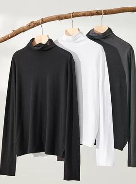 MQ早秋时尚百搭设计感立领长袖T恤半高领气质打底衫女MACQNF57128