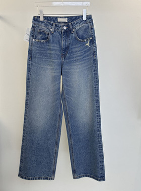 2026春新款复古宽松显瘦直筒牛仔裤高品质蓝色窄版阔腿裤女70800