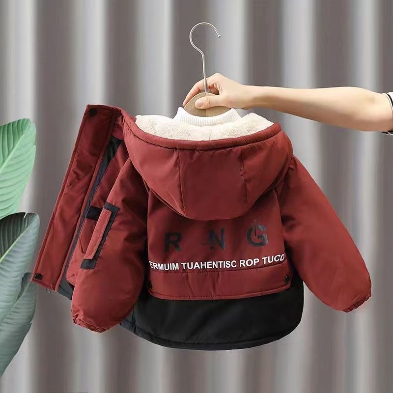 儿童棉服加厚外套男童冬装加绒外套宝宝秋冬季加厚派克服保暖棉衣