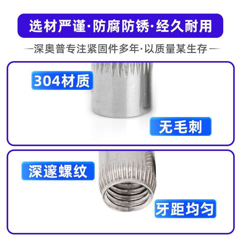 304不锈钢锥形螺母/滚花锥型膨胀螺母/膨胀螺丝栓螺帽5M6M8M10M12