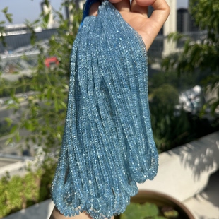 原矿无胶天然圣玛利亚蓝海蓝宝海西切项链4-9mm左右45公分左右