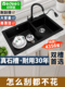 意大利Yidiya厨房石英石水槽蔬菜水槽花岗岩洗碗水槽黑色双槽阳台