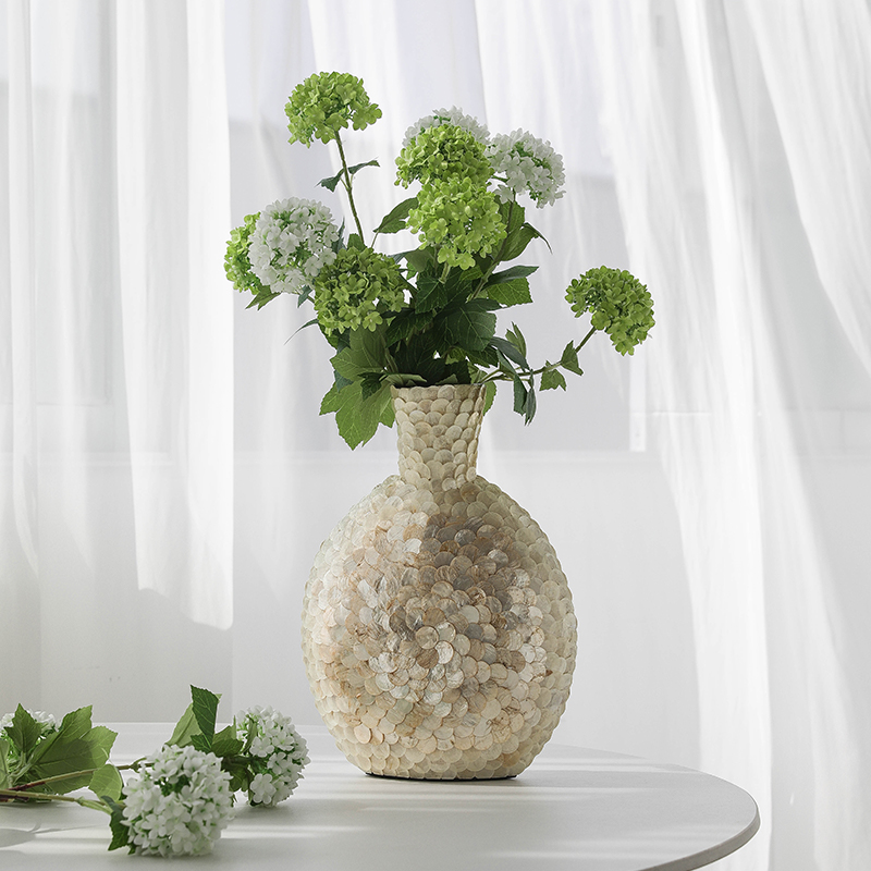 欧式轻奢风金色贝壳大花瓶家用客厅仿真花插花器组合花艺装饰摆件