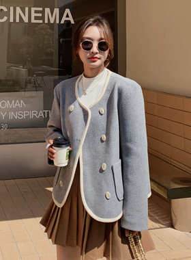 【现货】灰色圆领小香风韩版外套 2223P155控238