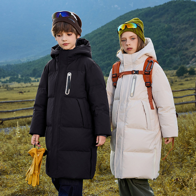 长款加厚男女童过膝羽绒服