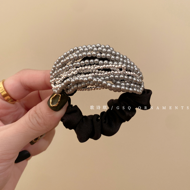 高端气质串珠发圈丸子头头绳